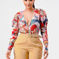 Kimono chiffon multi print long sleeve romper