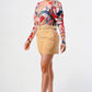 Kimono chiffon multi print long sleeve romper