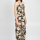 FLORAL HALTERNECK JUMPSUIT WITH OPEN BACK