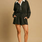 Umgee Half Zip Romper with Drawstring Waist