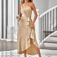 One Shoulder Ruffle Hem Dress