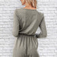 Button Down V Neck Solid Romper