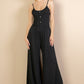 Button Front Wide Leg Jumpsuit