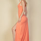 Plunge Neck Thigh Split Dress