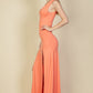 Plunge Neck Thigh Split Dress