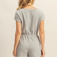 HYFVE Round Neck Short Sleeve Drawstring Waist Romper