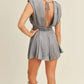 MABLE Draped Romper with Pleated Shoulder Pad Detail