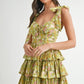 MABLE Floral Print Shoulder Tie Layered Mini Dress