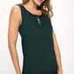 Sleeveless Shift Dress with Faux Leather Trim