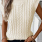 Oatmeal Cable Knit High Neck Sweater Vest Top
