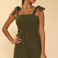 Smocked wide leg cargo jumpsuit