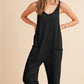 Side Pockets Pants Sleeveless V Neck Jumpsuit