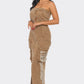 Vintage Washed Distressed Cargo Maxi Dress