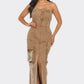 Vintage Washed Distressed Cargo Maxi Dress
