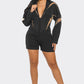 Chic Mesh-Panelled Black Romper