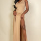 Plunge Neck Thigh Split Dress
