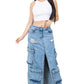 WOMEN FASHION LONG MAXI DENIM SKIRT