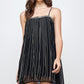 Flowy Sleeveless Mini Dress with Metallic Accents