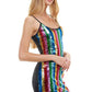 Multicolor Sequin Striped Mini Dress with Spaghetti Straps