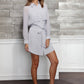 Women's Button Up Shirts Dress In Dove Silver