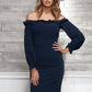 Women's Off Shoulder Bodycon Dress In Navy