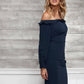 Women's Off Shoulder Bodycon Dress In Navy