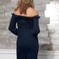 Women's Off Shoulder Bodycon Dress In Navy