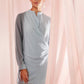 Women's Stand Collar Wrap Mini Dress In Cashmere Blue
