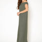 Women's Off Shoulder Wide Leg Jumpsuit With Pockets