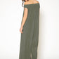 Women's Off Shoulder Wide Leg Jumpsuit With Pockets