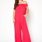 Women's Off Shoulder Wide Leg Jumpsuit With Pockets