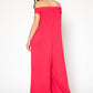 Women's Off Shoulder Wide Leg Jumpsuit With Pockets