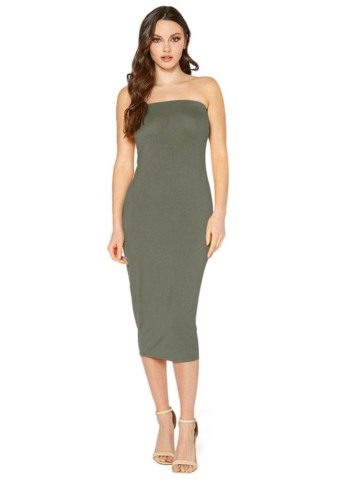 Women's Tube Bodycon Midi Dress
