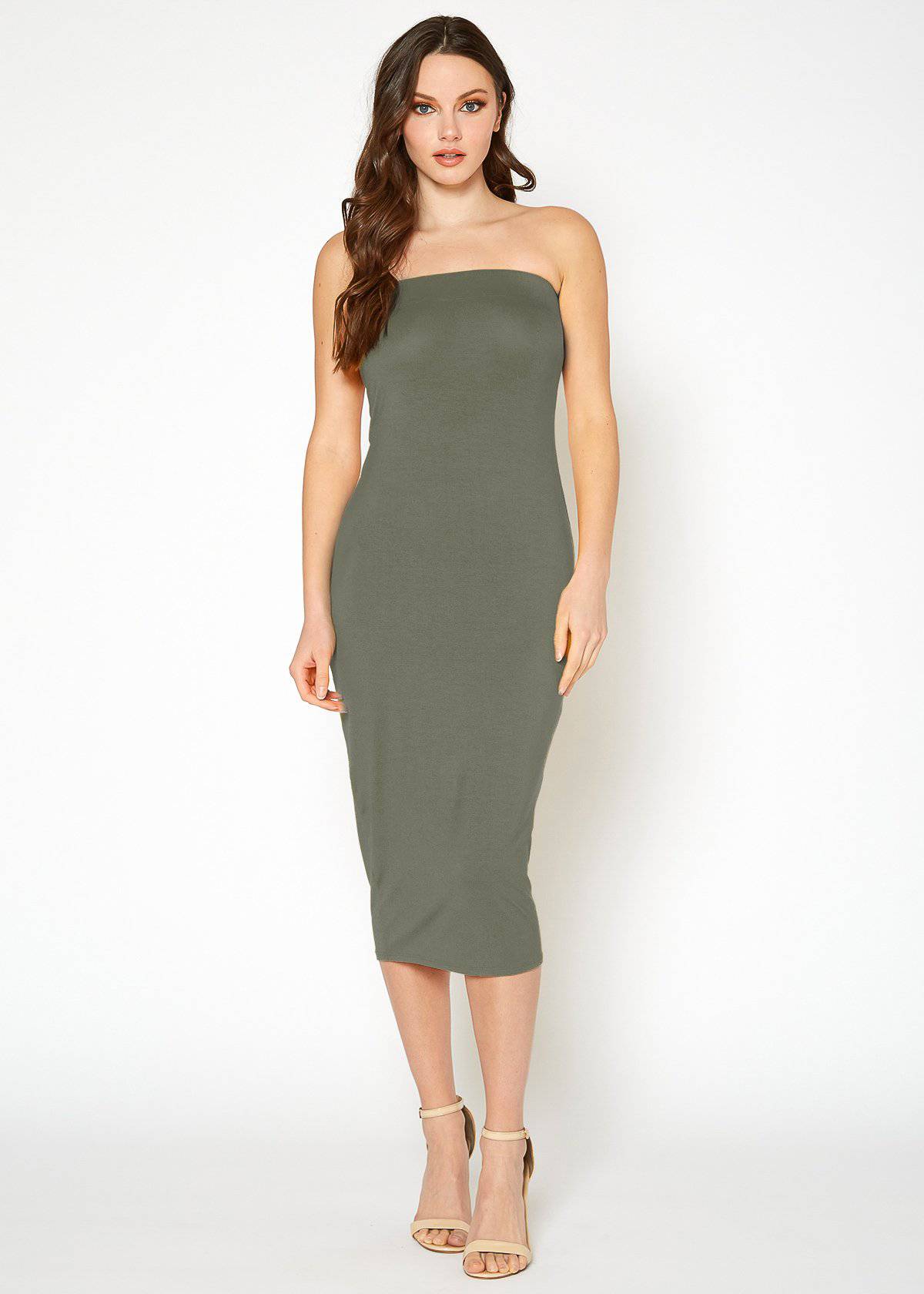 Women's Tube Bodycon Midi Dress