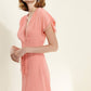 Women's Lace Trim Wrap Dress in Coral