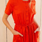 Women's Short Sleeve Utility Dress in Poppy