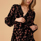 Women's Velvet Asymmetric Wrap Dress in Falling Floral