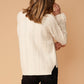 Women's Turtle Neck Fringe Sweater Top in Natural