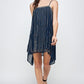 Flowy Sleeveless Mini Dress with Metallic Accents