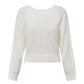 Knitted hollow out top pullover Women backless long sleeve