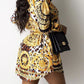 Glod leopard paisley patchwork shirt dress Women
