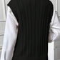Oatmeal Cable Knit High Neck Sweater Vest Top