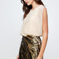 Sequin Skirt with Sleeveless Blouson Dress – Glamorous Party Look