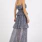 Mittoshop Ruffled Smocked Floral Halter Neck Maxi Dress