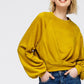 Women's Crewneck Ruched Sleeve Sweatshirt Top