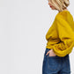 Women's Crewneck Ruched Sleeve Sweatshirt Top