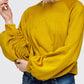 Women's Crewneck Ruched Sleeve Sweatshirt Top