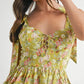 MABLE Floral Print Shoulder Tie Layered Mini Dress