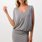 Sleeveless Draped Mini Dress with V-Neckline