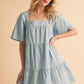 Aemi + Co Square Neck Half Sleeve Tiered Dress